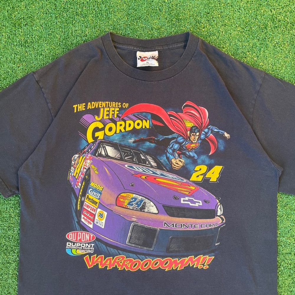 Vintage Jeff Gordon 24 NASCAR T Shirt Chase Authentics Superman Racing Graphic